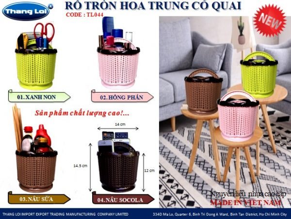 Rổ tròn hoa trung có quai